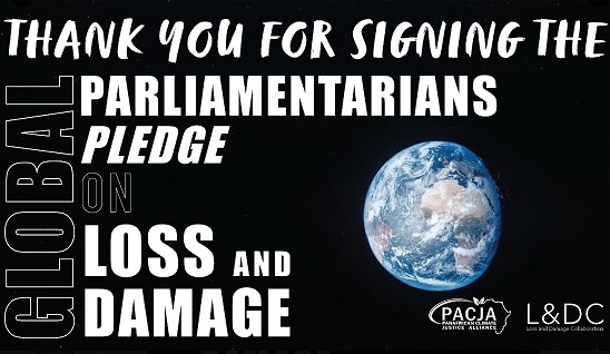 「損失・損害/世界の国会議員の誓い」署名要請、全議員に配布